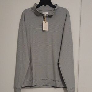 Peter Millar Striped Gray Quarter-Zip Pullover